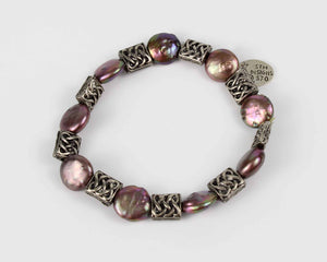 The Perfect Touch - Round Biwa Pearl and Pewter Bracelet